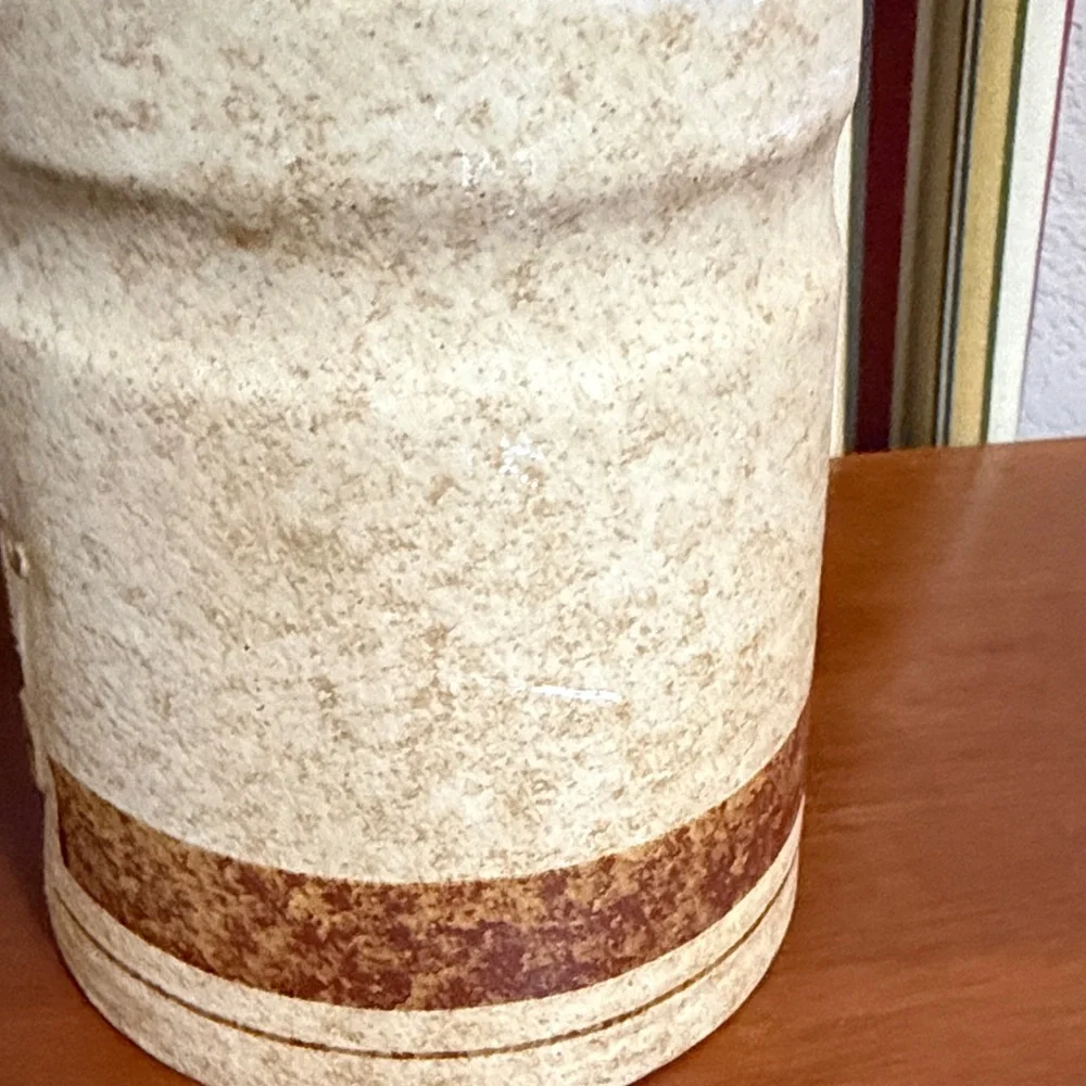 1970s Pottery Craft Treasure Stoneware Vintage Ceramic Tea Canister